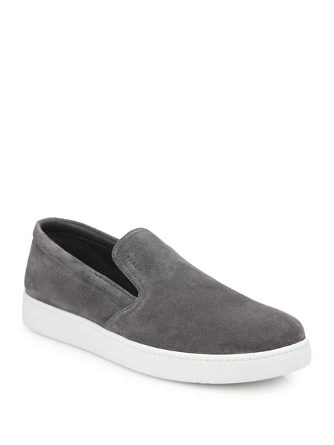 grey prada trainers|Prada men's slip on sneakers.